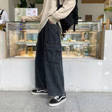 Bonsir Baggy Jeans Trousers Male Denim Pants Black Wide Leg Pants Men's Jeans Oversize Cargo Korean Streetwear Hip Hop Harajuku