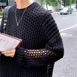 Bonsir Men's And Women's Hollow Fishnet Clothes Thick Thread Pullover Knitted Sweater Men's And Women's Tops