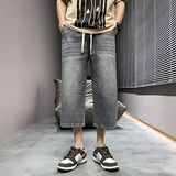 Bonsir 4 Colors Optional Summer Men's Straight Denim Shorts New Korean Fashion Casual Elastic Waist Baggy Short Jeans Male