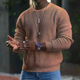 Bonsir Autumn New Long Sleeve T Shirt Quality Waffle Breathable Fabric T Shirt Men Vintage Solid Color Bottoming Loose Casual Tops