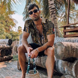 Bonsir Social Shirt Luxury Men's Shirt Casual Fashion Print Short Sleeve T-shirt Summer Loose Tops Tees Lapel Shirts For Men Clothing