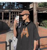 Bonsir Summer new 280g pure cotton men's short sleeved t-shirt trendy couple China-Chic printed loose half sleeve 2023 white t shirt