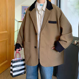 Bonsir Winter Woolen Coat Men Warm Fashion Casual Short Woolen Coat Men Korean Loose Casual Woolen Blazer Mens Thicke Suit Jacket M-2XL