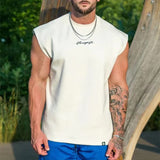 Bonsir Summer Men's Clothes Casual Loose O Neck Sleeveless T Shirts Fashion Letter Print Simple Sports Tees Shirt Men Leisure Tank Tops