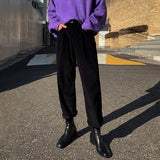 Bonsir Corduroy Pants Men Autumn Winter Korean Fashion Loose Versatile Straight Wide Leg Solid Color Pleated Male Trousers