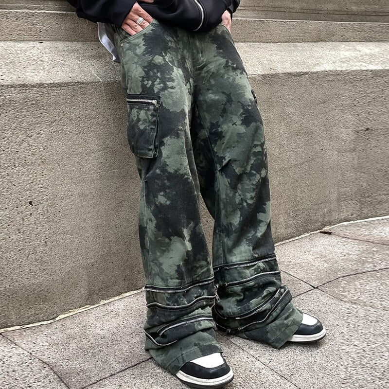 Men Cotton Cargo Pants Harajuku Style Straight Casual Pants for