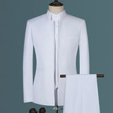 Bonsir Stand Collar Men Blazer Pants Vest Business Men&#39;s Wedding Suit Jacket Coat Trousers Waistcoat High Quality Slim Vest Dress Set