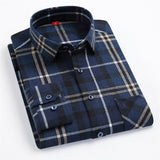 Bonsir Mens Designer Clothes Plaid Flannel Casual Shirt Long Sleeve 100Cotton High-quality Brand Fahison Spring Autumn Regular Blouses