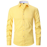 Bonsir Large 6XL Spring/Summer New French Shirt Men's Cotton Comfortable Iron Free Business Dress Long Sleeve Solid Stripe
