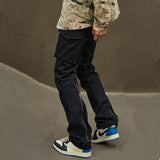 Bonsir New Arrivals Ankle Zipper Solid Hip Hop Men Cargo Jeans Trousers Side Pocket Black Cotton Straight Denim Pants Ropa Hombre