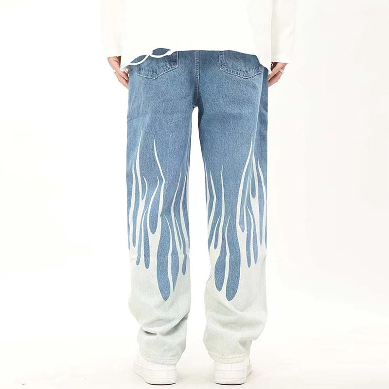 Y2K Mens Badfriend Jeans With Hip Hop Letter Print Black Casual