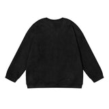 Bonsir High Street Letter Embroidery Suede Sweatshirts for Men and Women Retro Round Neck Pullover Casual Oversize Autumn Winter Hoodie