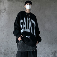 Bonsir Large Letter Men's Sweatshirts Spring Oversized Male Round Neck Hoodies Korean Style Fashion Unisex Basic Pullovers