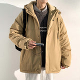 Bonsir New Fashion Hooded Warm Coat Men Casual Oversize Jacket Loose Baggy Streetwear Front Pocket Hiphop Clothing