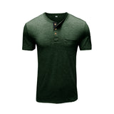 Bonsir Men's Henley Shirt Short Sleeve T-Shirt Summer New Solid Color Simple Fashion Casual Waffle Knit T-Shirt Tops Men's Clothing