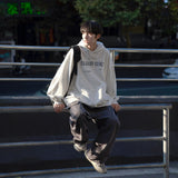 Bonsir Spring Clothes Black Grey Hoodie 340G Letter Hoodie City Boy Student Clothing