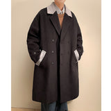 Bonsir Winter Thick Woolen Coat Men Warm Fashion Oversize Long Woolen Coat Korean Loose Thickening Woolen Trench Coat Mens Overcoat