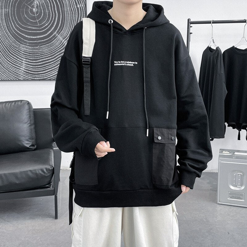 Bonsir Plus Fleece Hooded Sweatshirts Men's Spring Autumn and Winter Fat Plus Size Loose Pullover New Ins Trendy Brand Hoodies