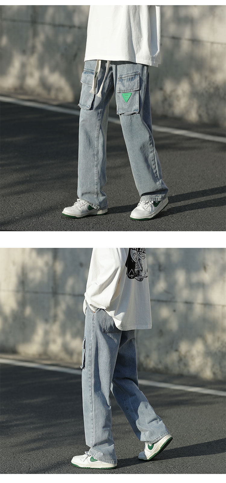 Bonsir Quality Cotton Cargo Jeans Men Tide Brand Front Pocket Hip