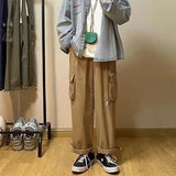 Bonsir Vintage Classic Cargo Pants Men Zipper Straight Trousers Male Japanese Style Loose Casual Streetwear Hip Hop Fashion