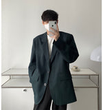 Bonsir Men's High-quality Casual Suit Jackets Formal Western-style Clothes Loose Black/brown/green Blazers Business Coats S-XL