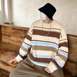 Bonsir Stripe Sweater Men's Thickened Loose Fashion Warm Soft Knitted Pullovers Harajuku Autumn Winter Male Casual Jumpers