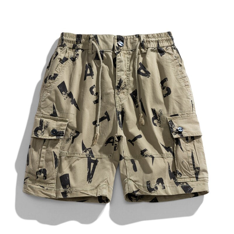 Bonsir Cargo Printed Oversize Summer Striped Loose Casual Shorts Men Camo Summer Short Pants Cargo Shorts New Streetwear