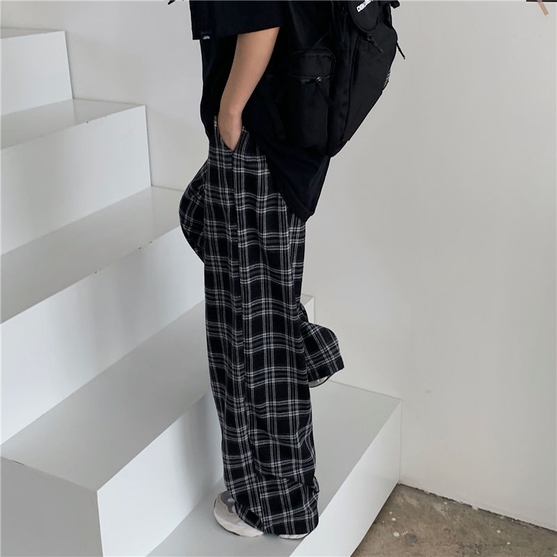 Bonsir Summer/Winter Plaid Pants Men S-3XL Casual Straight Trousers for Male/Female Harajuku Hip-hop Pants