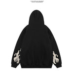Bonsir Mens Black Streetwear Skull Hoodies Y2K Vintage Cardigan Skeleton Hoodie Men Oversized Zip Up Hooded Sweatshirt Tokyo Revengers