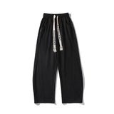 Bonsir Drawstring Men Wide Leg Pants Solid Color Fashion Casual Large Size Trousers Elastic Waist Hip Hop Brand Male Pants