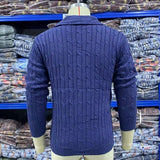Bonsir Mens Knitted Coat Long Sleeve Jacquard Pocket Sweater Cardigan Jacket Solid Thick Warm Casual Cardigan Knitting Sweatercoat