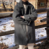 Bonsir Winter Thick Woolen Coat Men Warm Fashion Casual Oversized Trench Coat Men Korean Loose Long Woolen Coat Mens Overcoat M-2XL