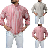 Bonsir Spring and Autumn New Men's Fashion Casual Simple Long-Sleeve Striped Shirt Men Slim Casual High Quality Shirt