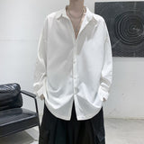 Bonsir New Men's Casual Blouse Shirt Solid Loose Tops Long Sleeve Shirts Spring Autumn Summer Casual Handsome Men Shirt 4 Colors