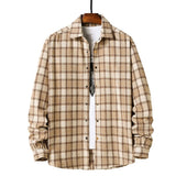 Bonsir Men Flannel plaid shirt men's style jacket New Autumn Casual Long Sleeve Shirt Soft Comfort Slim Fit Styles Brand Man Plus Size