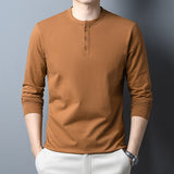 Bonsir New T Shirt Men Henley Shirt Mens Casual Slim Fit Long Sleeve Tee Shirt Waffle Solid Fashion Tops Tees Brand Men Clothing