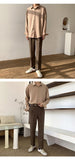 Bonsir Solid Color High-grade Silky Drape Khaki Long Sleeve Shirt for Men Loose Solid Color Wild Casual Button Up Shirt Korean Clothes