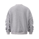 Bonsir Retro Black Grey Sleeve Ruched Stand Zipper Pockets Autumn Jackets for Men Solid Color High Street Oversized Loose Clothes