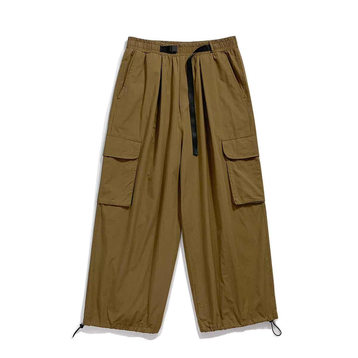 Bonsir Men's Loose Straight Wide Leg Pants Autumn Vintage Brown Cargo Pants Men Streetwear Casual Ankle-banded Trousers With Belt