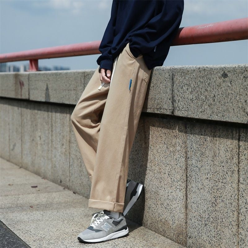 Bonsir  High Street American Men's Cargo Pants Fashion Solid Color Straight-leg Male Hip Hop Casual Trousers Streetwear