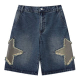 Bonsir Star Tassel Patch Gradient Denim Shorts Hot Selling Summer Vintage Jogger Jeans Men Women Outdoor Sports Shorts