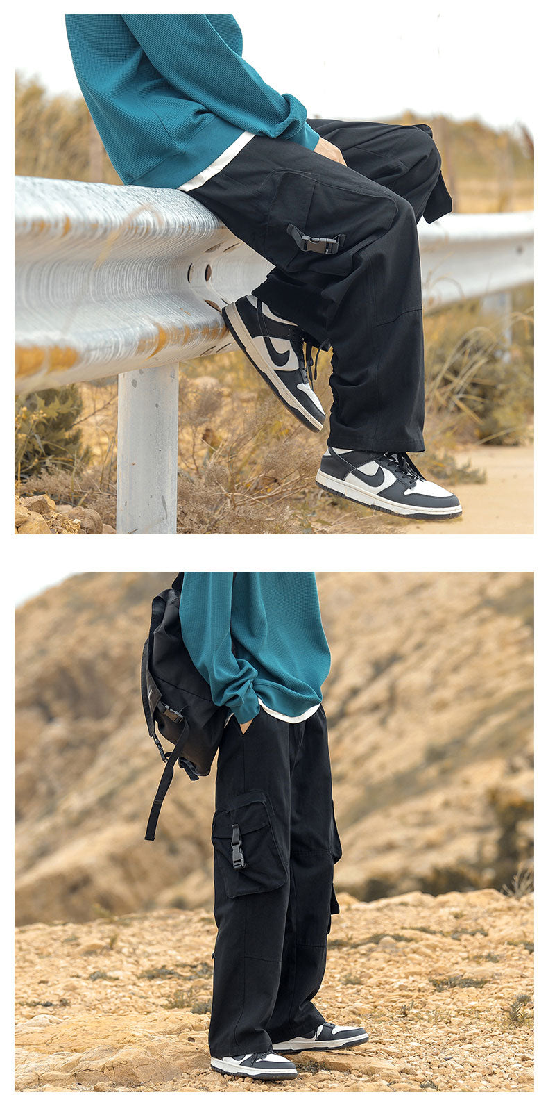 Men's Cargo Jogger Pants Pocket Hip Hop Leisure Casual Trousers Street  Style 