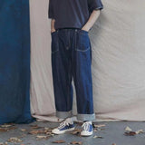Bonsir Men's Fashion Trend Straight Pants Cargo Pocket Decoration Casual Pants Retro Jeans Loose Baggy Homme Trousers Size S-3XL