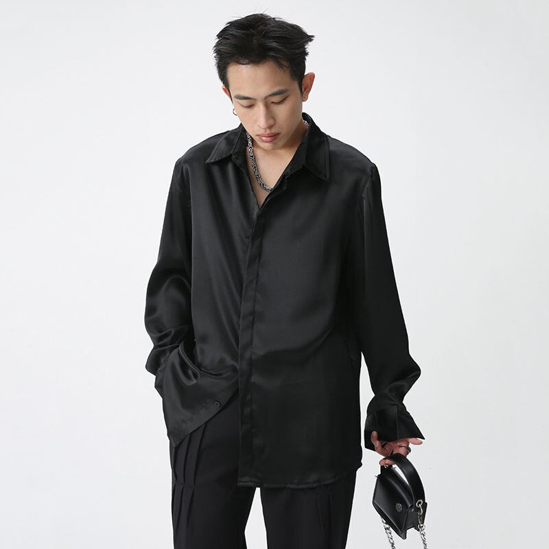 Bonsir Male Shirt Long Sleeve Men's Casual Korean Fashion Coat Turn-down Collar Single Breasted Spring Trendy New Tops