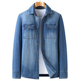 Bonsir Plus Size L-5XL 6XL 7XL 8XL 100% Denim Cotton Shirt For Men's Long Sleeves 2023 Spring Autumn Style Fashion Casual Clothing