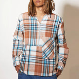 Bonsir Casual Long Sleeve Turn-down Collar Shirts Men Autumn Fashion Plaid Printing Tops Cardigan For Mens Spring Trend Button-up Shirt