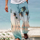 Bonsir Casual Loose Drawstring Waist Men's Pants Spring Summer Fashion Graphic Printed Beach Long Pant Hawaii Men Vacation Trouser