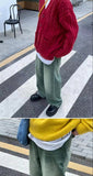 Bonsir  Men's Fashion Trend Vintage Casual Pants Baggy Homme Washed Old Jeans Oversized Students Green/brown Color Trousers S-3XL