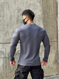 Bonsir Spring New Fitness Long-sleeved T-shirts Men O-Neck Solid Color Sweatshirt Casual Oversized Tops Running Sports Loose Clothes