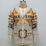 Bonsir Mens Knitted Coat Long Sleeve Jacquard Pocket Sweater Cardigan Jacket Solid Thick Warm Casual Cardigan Knitting Sweatercoat